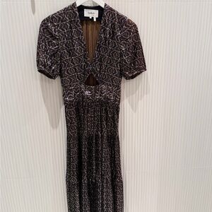 ba&sh Black and White Geometric Midi Dress